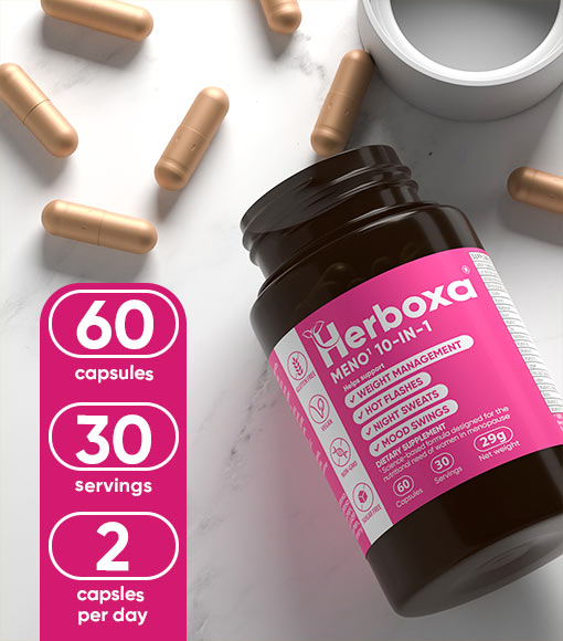 Herboxa MENO 10-IN-1. 60 capsules. 30 servings. 2 capsules per day.